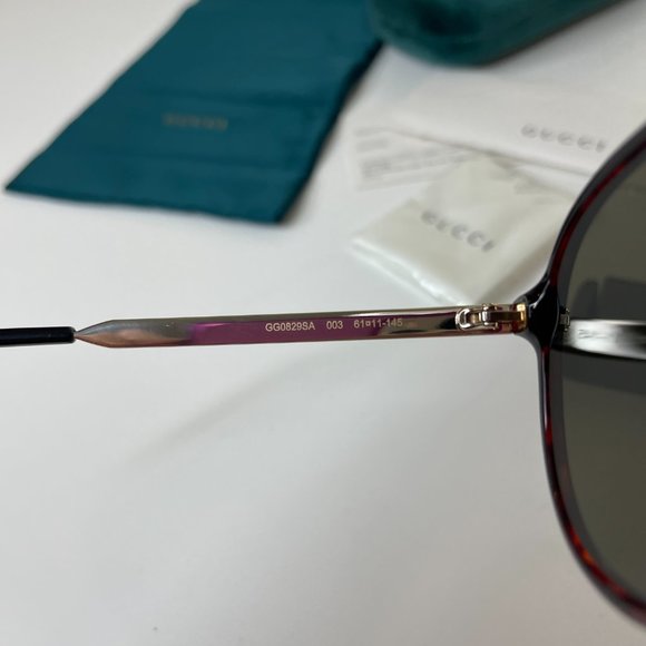 NEW GUCCI GG0829SA SUNGLASSES Havana Aviator Tortoise Gucci - Picture 6 of 7